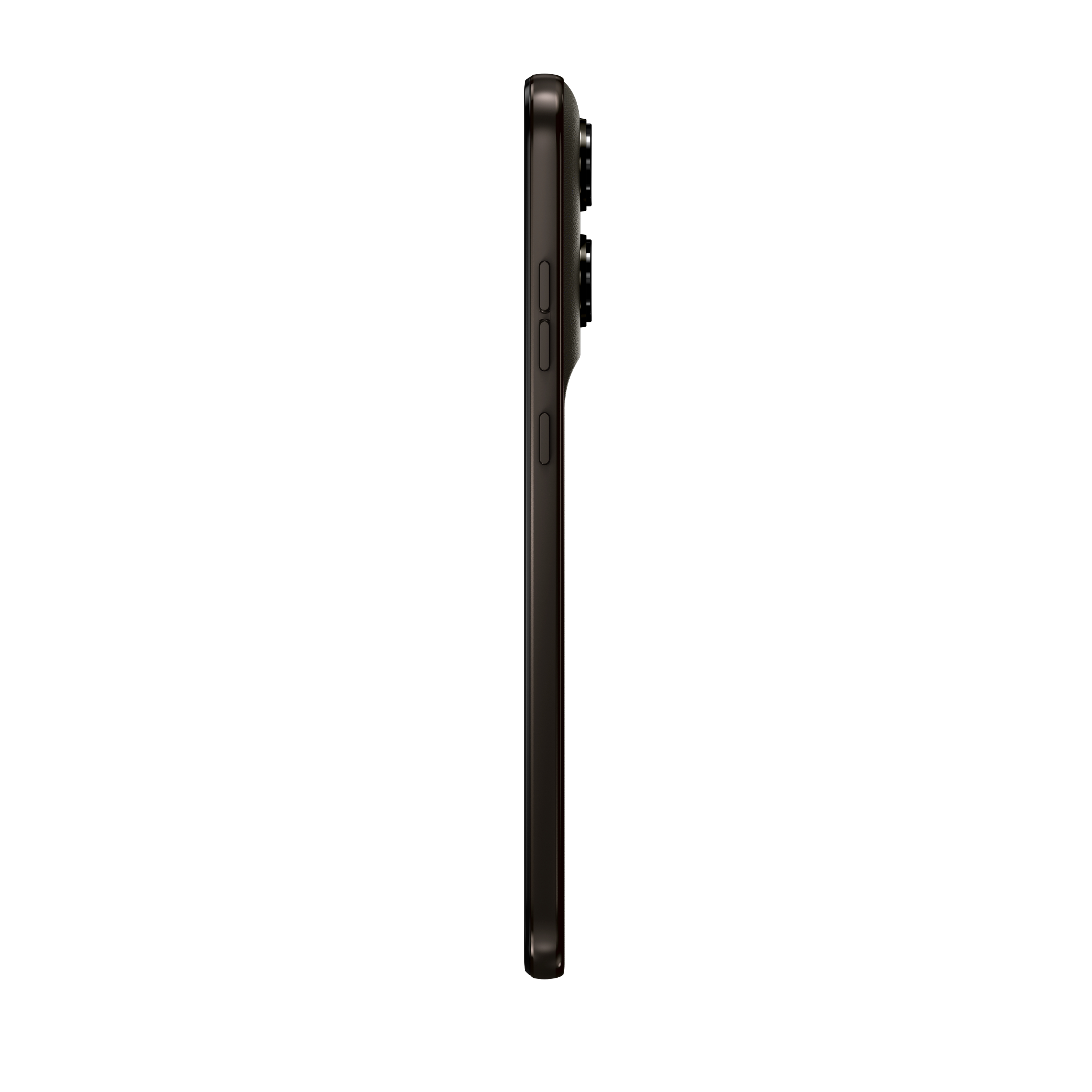 Dunkelgraues Smartphone im Profil mit Kameras auf der Rückseite.