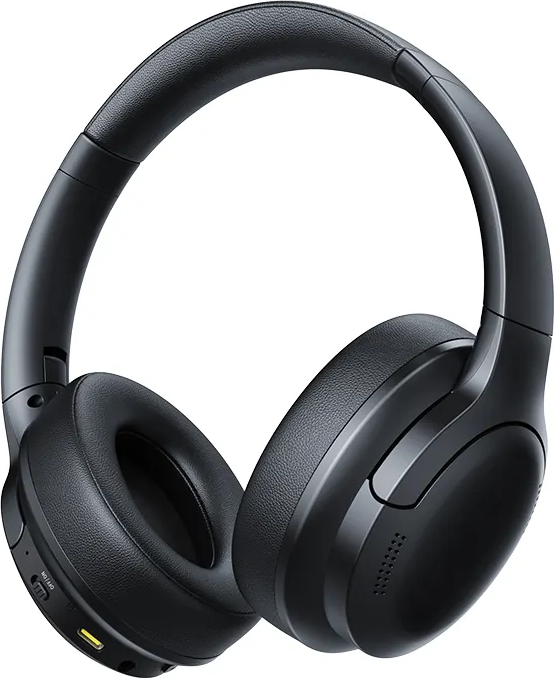 Cuffie nere over-ear con padiglioni imbottiti e archetto regolabile.