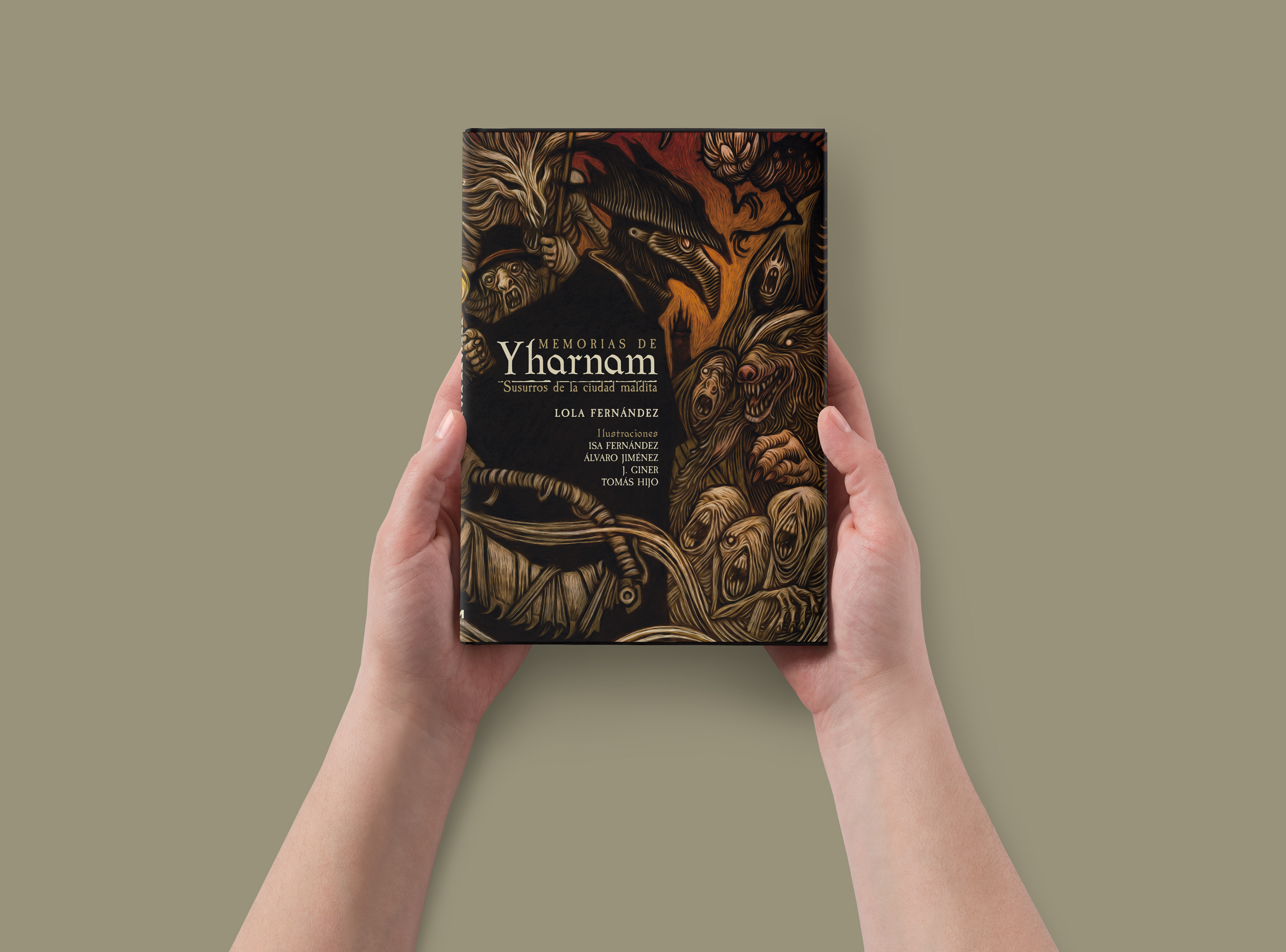 Portada de libro con ilustración oscura de criaturas y texto: 