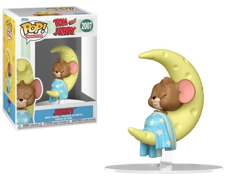 Jerry duerme en una luna creciente con una manta de estrellas.