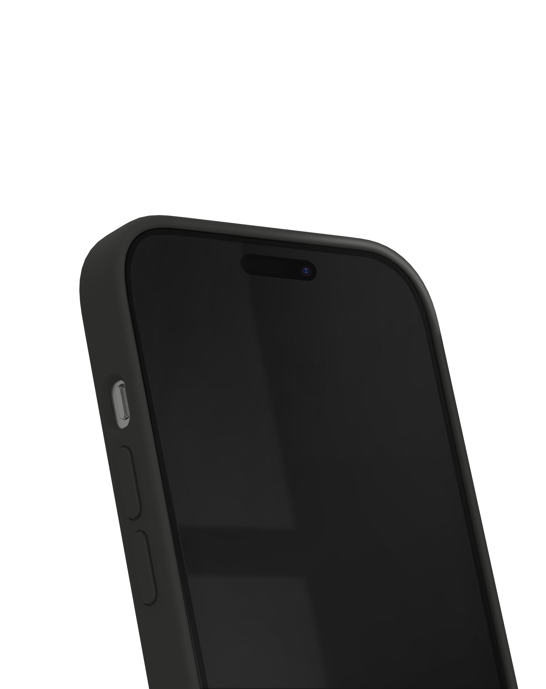 Ein schwarzes Smartphone mit einem Ausschnitt für die Frontkamera.