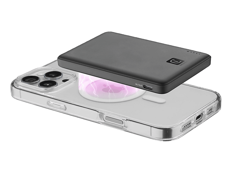 Powerbank - CellularLine Power Bank MAGSAFE 5000, 5000 mAh, USB-C, 36h Autonomía, Negro