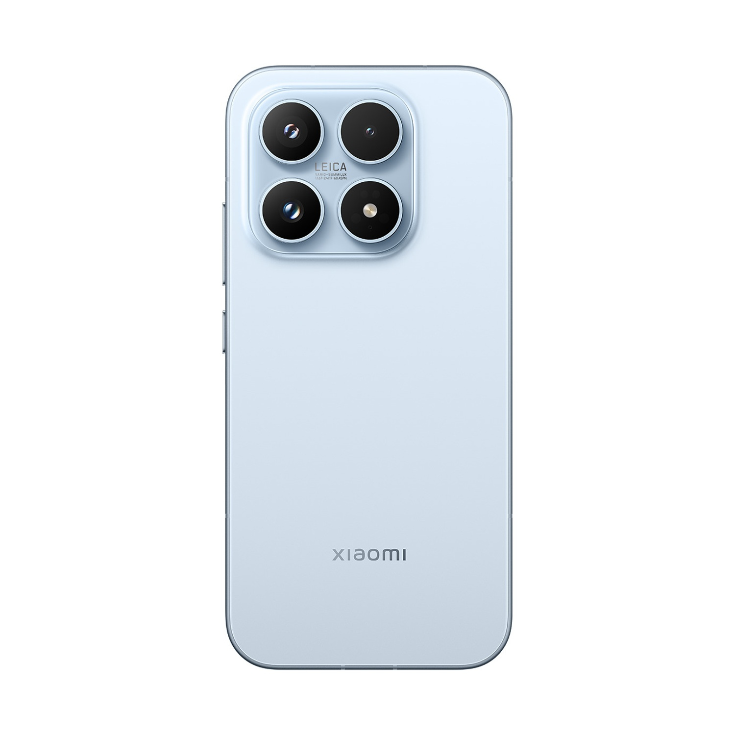 Uno smartphone azzurro con configurazione quad-camera e logo Xiaomi.