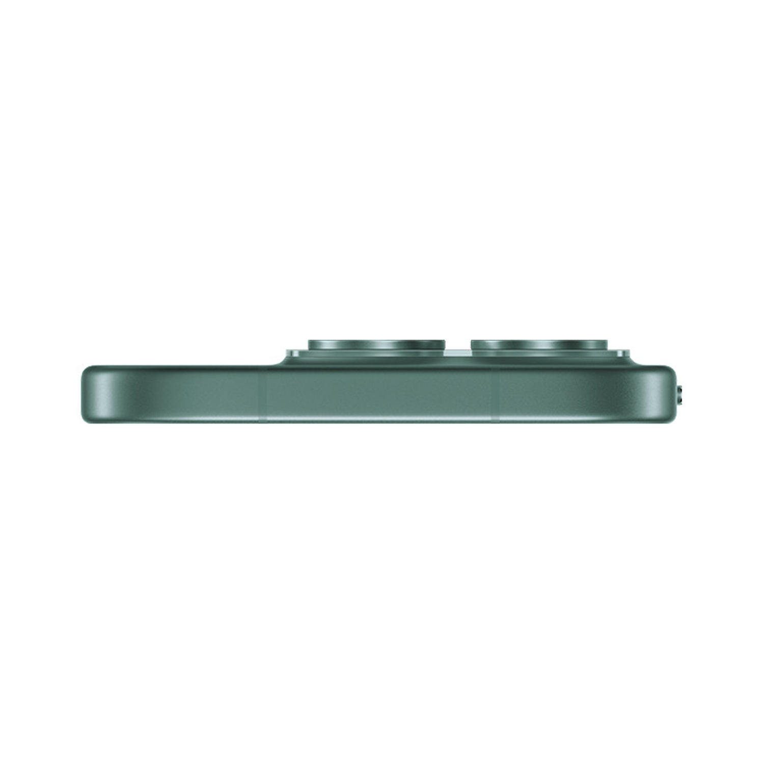 Profilo laterale smartphone verde con due lenti.