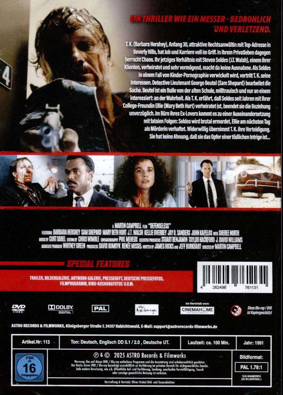 Filmplakat mit drei Schauspielern und Text. Ein Mann mit Waffe im Vordergrund.
