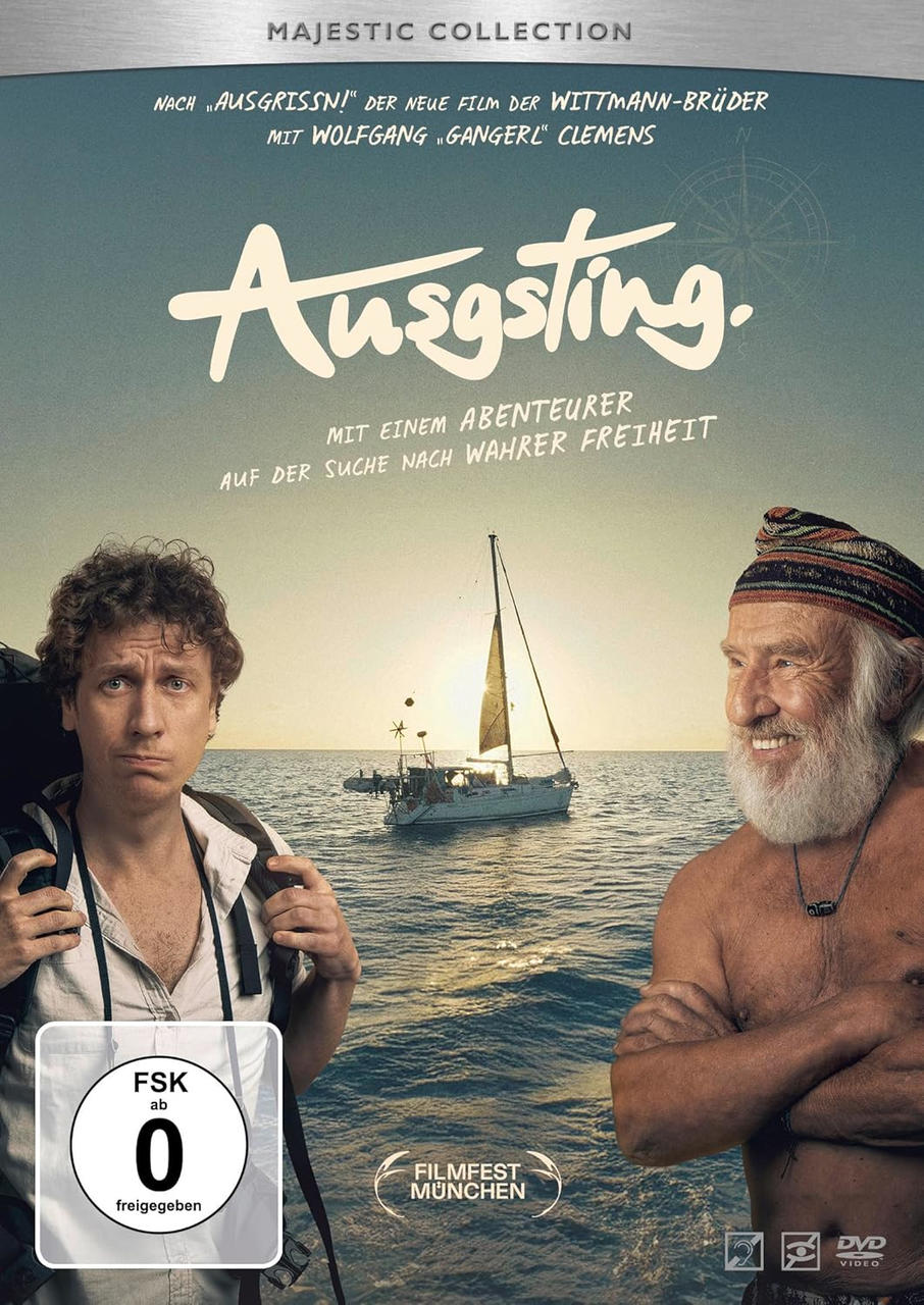 Zwei Männer am Meer, ein Segelboot im Wasser, Filmplakat