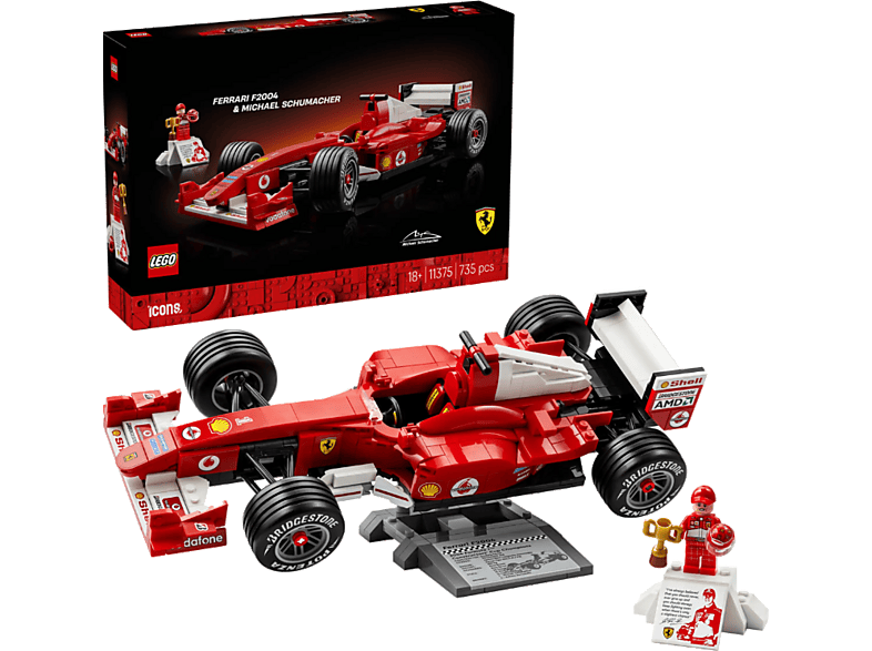Lego Icons: Ferrari F2004 und Michael Schumacher (Ab 18 Jahren) Bausatz, Rot