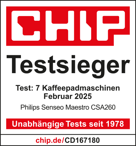 CHIP Testsieger: Philips Senseo Maestro CSA260, getestet Feb 2025.