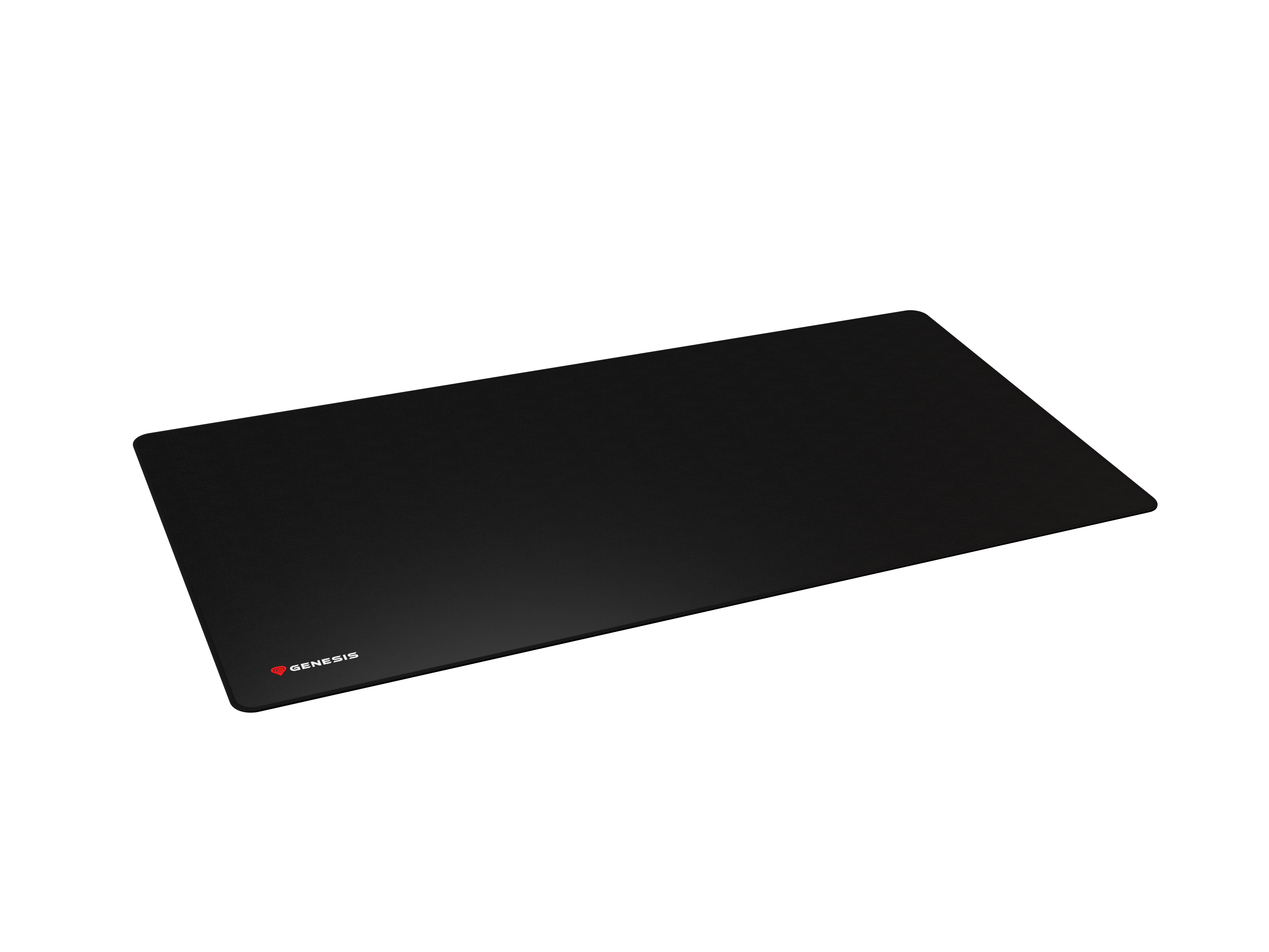 Czarna podkładka pod mysz Genesis z czerwonym logo w lewym dolnym rogu.
