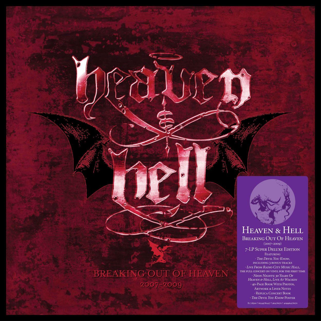 Cover des Albums "Breaking Out Of Heaven" von Heaven & Hell mit roten Schriftzügen.