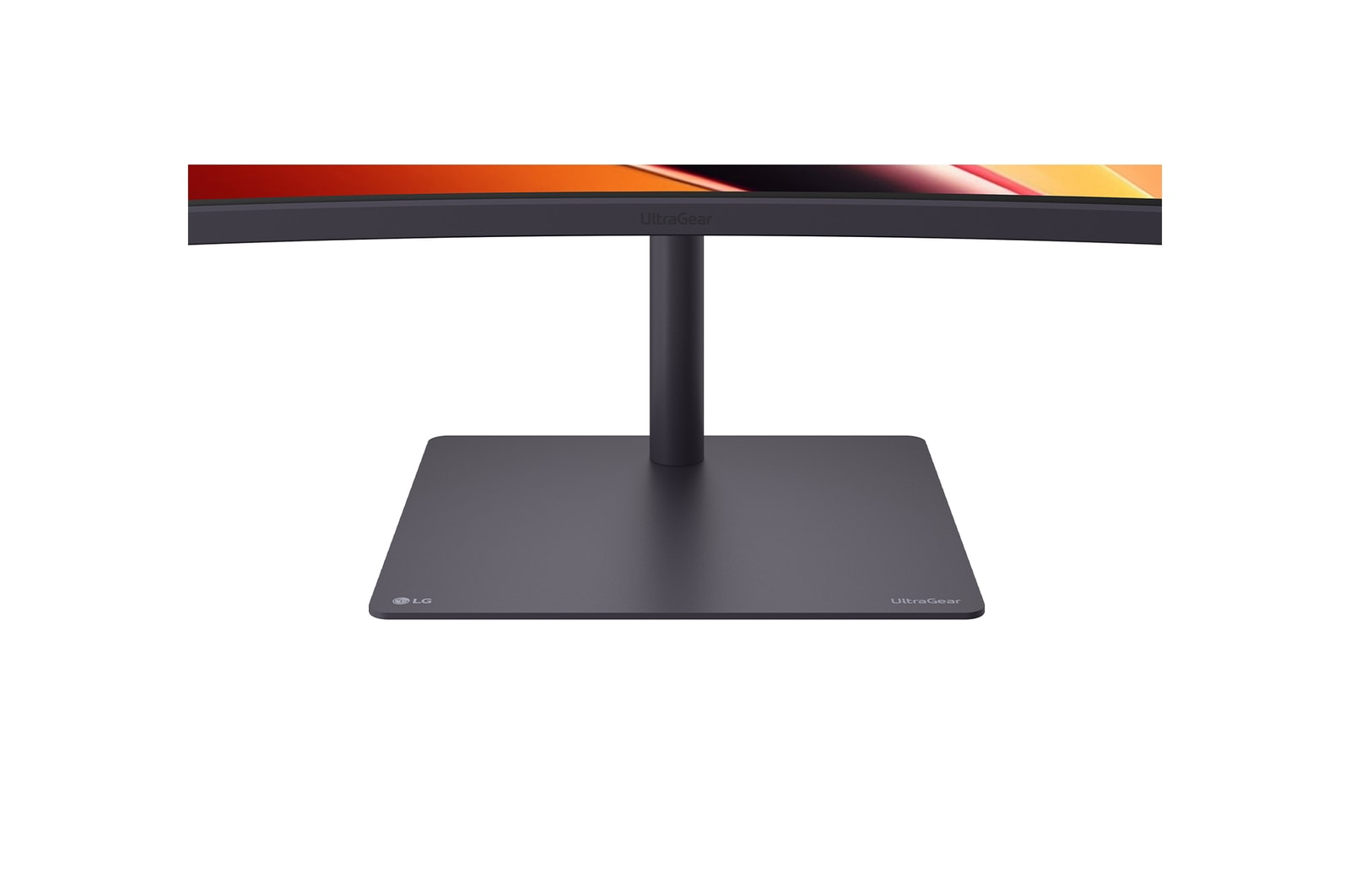Szürke monitorállvány LG és UltraGear logókkal az alján.