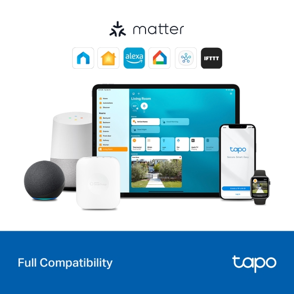 Okos otthoni eszközök: tablet, telefon, óra, Alexa, Google Home, Matter.