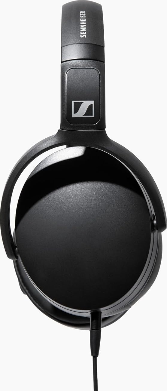 Casque Sennheiser noir avec logo argenté sur l'arceau.