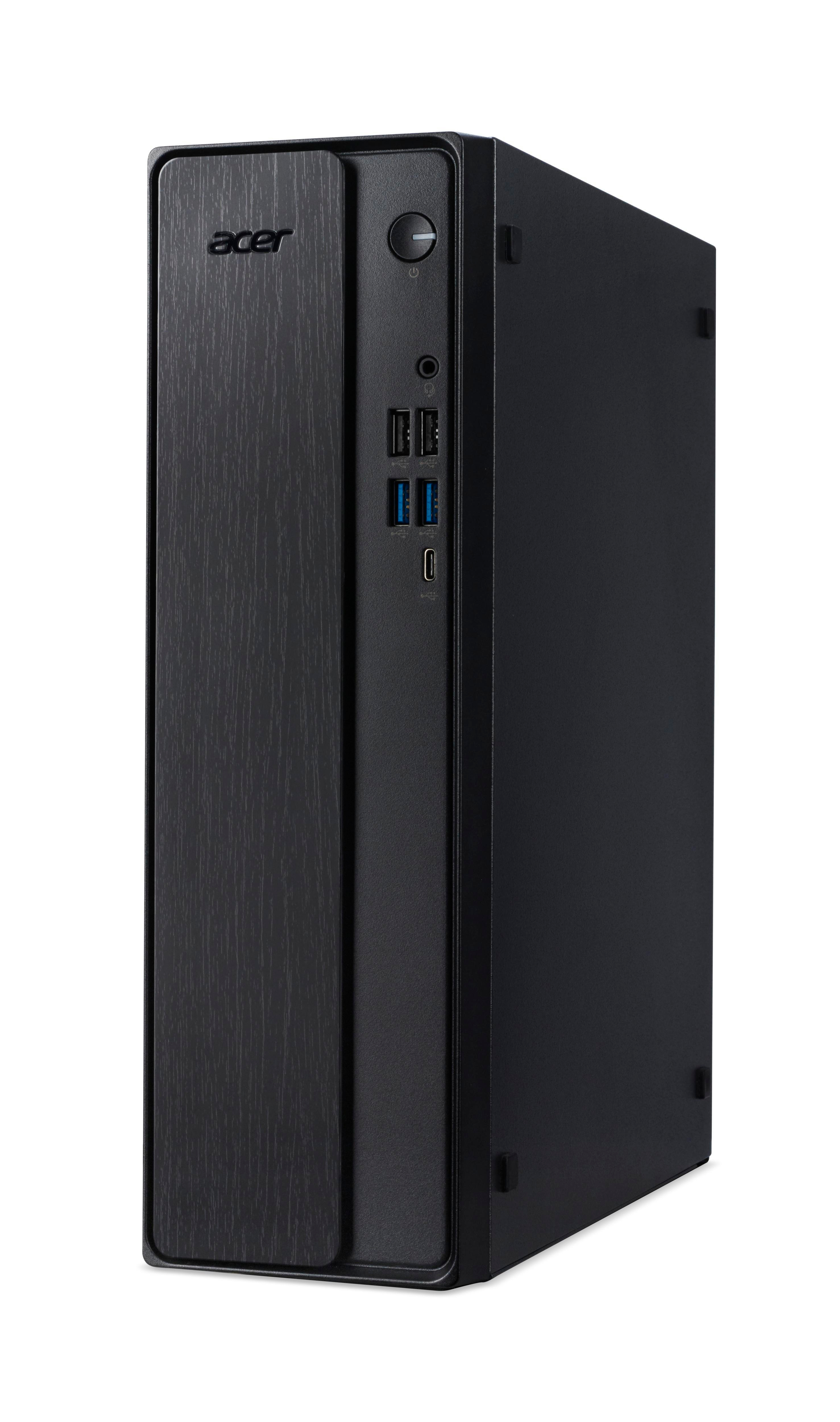 Schwarzer Acer PC-Turm mit USB-Ports und Power-Knopf.