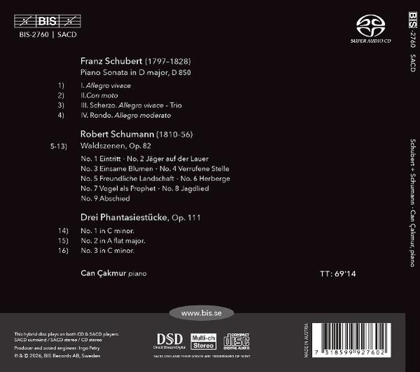 CD-Cover mit Werken von Schubert und Schumann, Klavierauszug von Can Çakmur.
