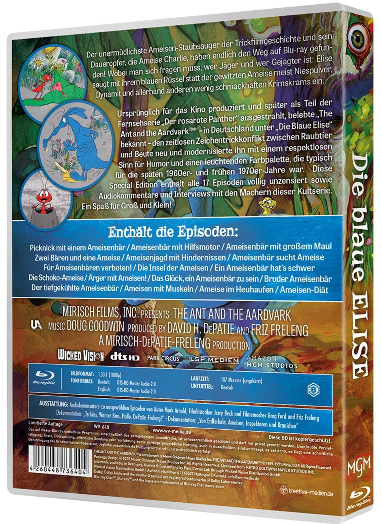 Blu-ray Hülle mit Cartoon-Zeichnungen, Episodenliste und technischen Details.