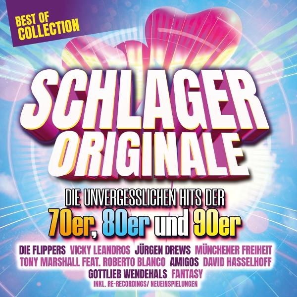 Albumcover mit "Schlager Originale" für die 70er, 80er und 90er.