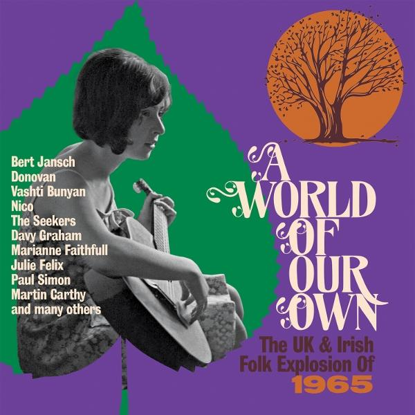 Albumcover mit Frau, Gitarre, Baum und Liste von Künstlernamen.
