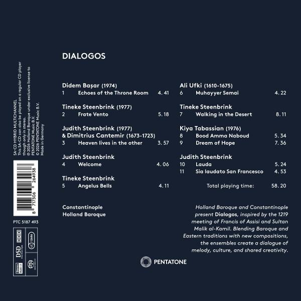 CD-Cover mit Titel 'Dialogos', Komponisten und Liedtiteln.