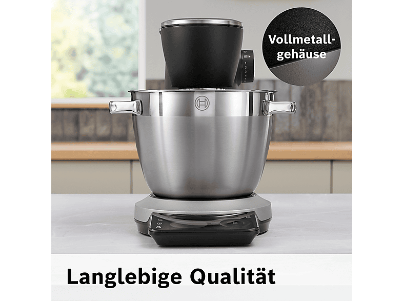 Bosch MUMS8ZS00 Küchenmaschine Pearl Silver (Rührschüsselkapazität: 6 l, 1800 Watt)