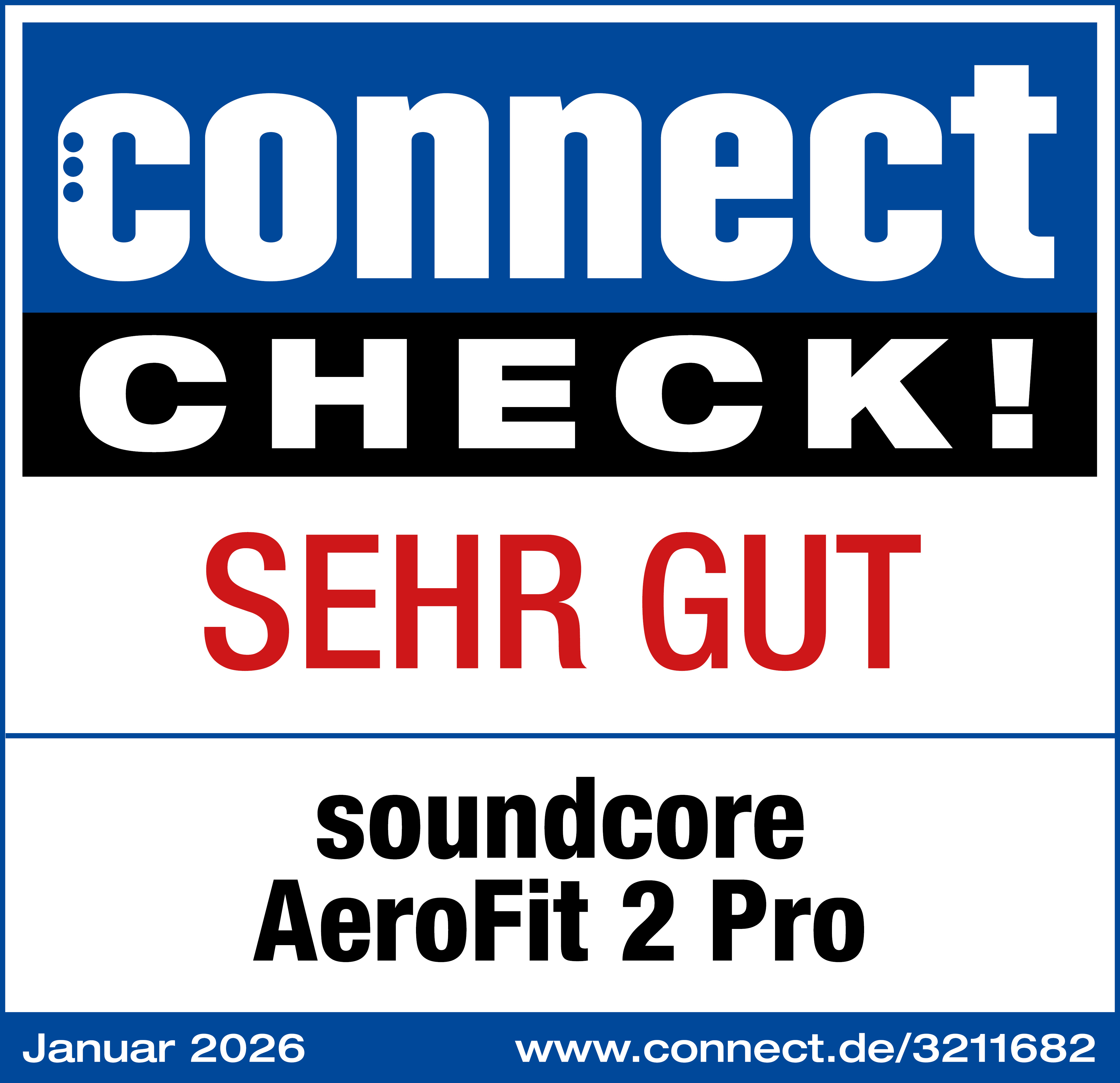 Connect Check: Sehr Gut. Soundcore AeroFit 2 Pro. Januar 2026.