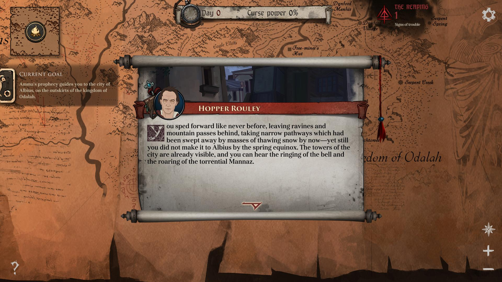 Mapa z portretem Hoppera Rouleya i tekstem o zadaniu do Albius.