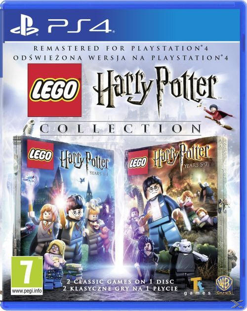 Pudełko PS4 na Lego Harry Potter Collection z postaciami i tytułami gier.