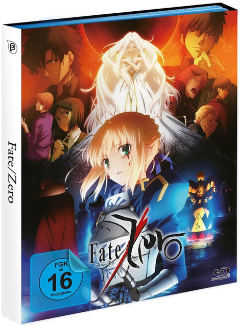 Anime-Cover mit Charakteren, Titel 'Fate/Zero' und FSK 16 Siegel.