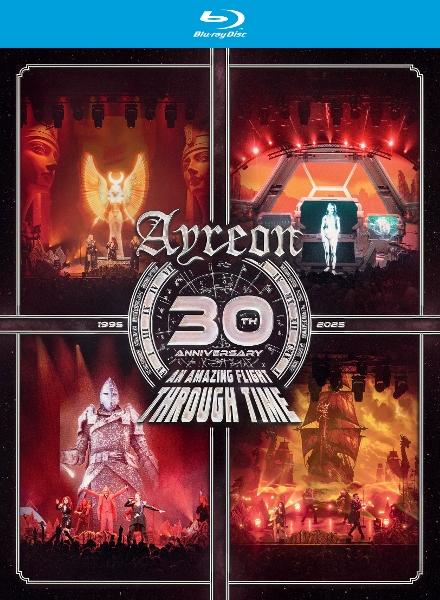 Ayreon 30-Jahre-Jubiläum Blu-ray-Cover mit vier Bühnenbildern und einem zentralen Kreis.