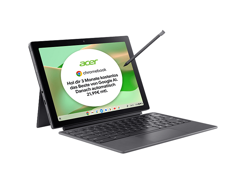 ACER Chromebook Tab 311 (CW311-3HN-K94Q), Chromebook , mit 11 Zoll Display Touchscreen MediaTek MT 8186 Prozessor, 4 GB RAM, 128 GB eMMC, Mediatek Mali-G52, Vapor Silver, Google ChromeOS