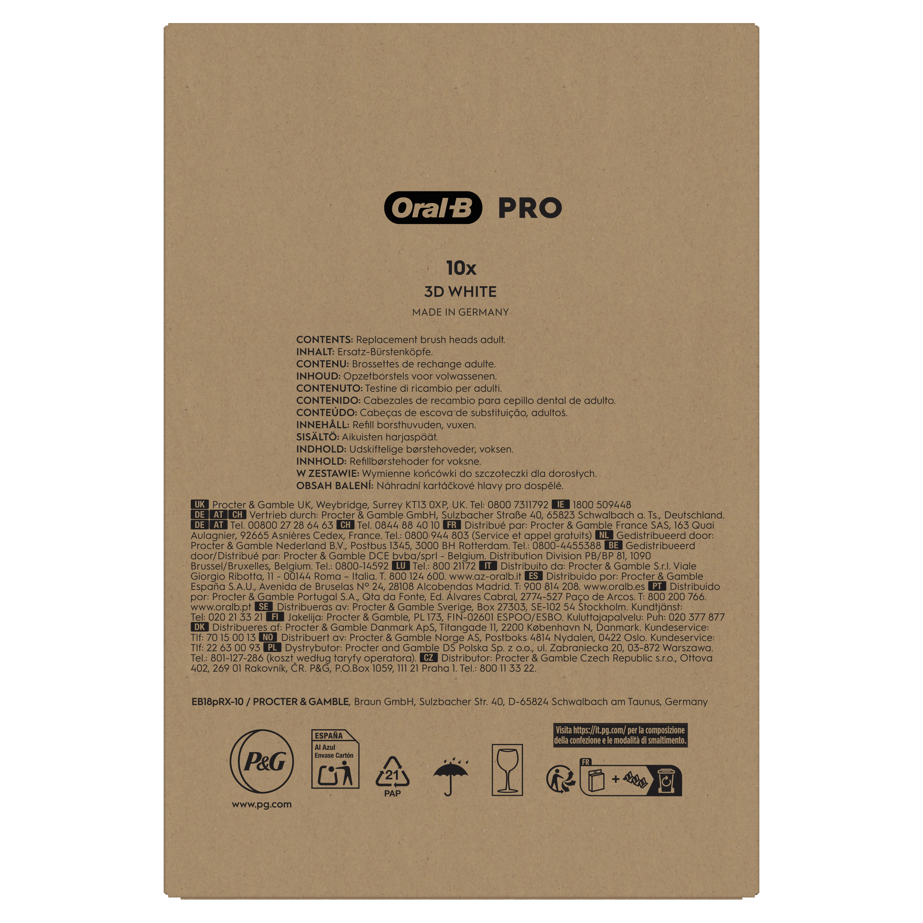 Oral-B PRO 10x 3D WHITE Zahnbürstenköpfe, Made in Germany.