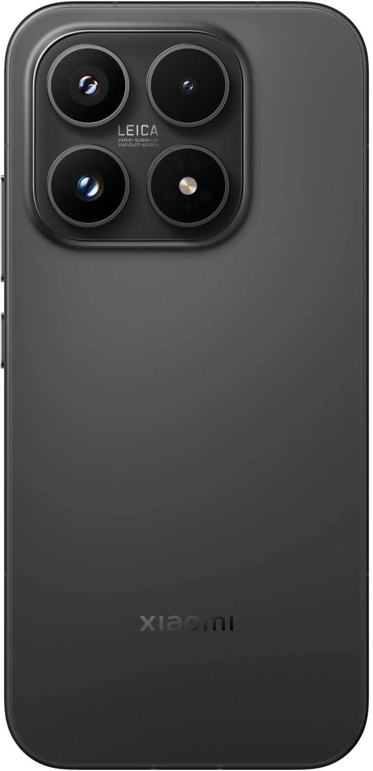 Ciemnoszary smartfon z czterema aparatami Leica i logo Xiaomi.