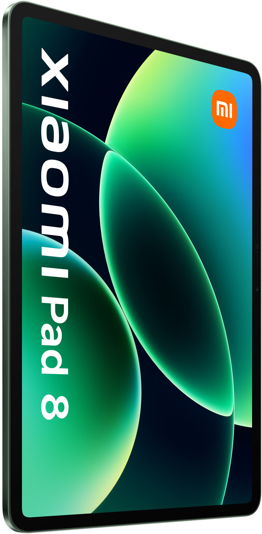 Zielony Xiaomi Pad 8 z abstrakcyjnym tłem.