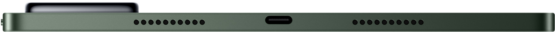 Zielony tablet z portem USB-C i grillami głośników.