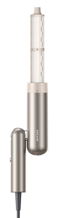 Srebrna rączka z białym elementem mocującym ze szczelinami.