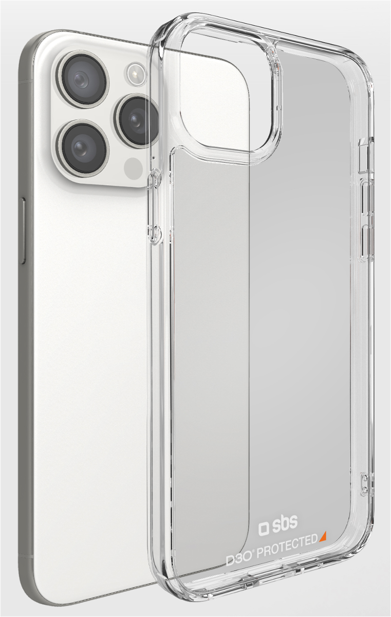 Ein durchsichtiger Handyhülle liegt neben einem weißen Smartphone.