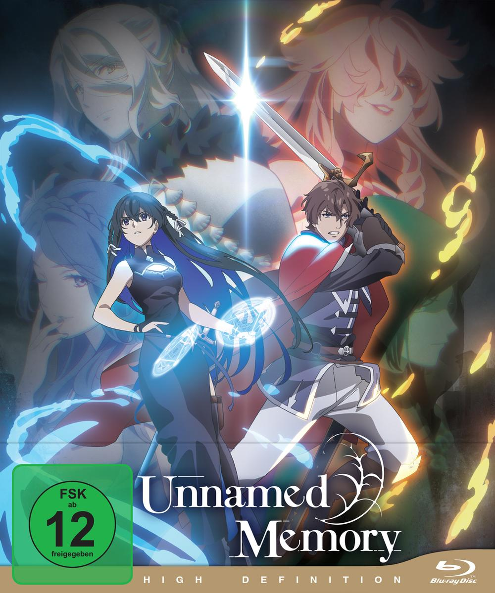 Anime-Cover: Mann mit Schwert und Frau mit Magie vor anderen Charakteren.