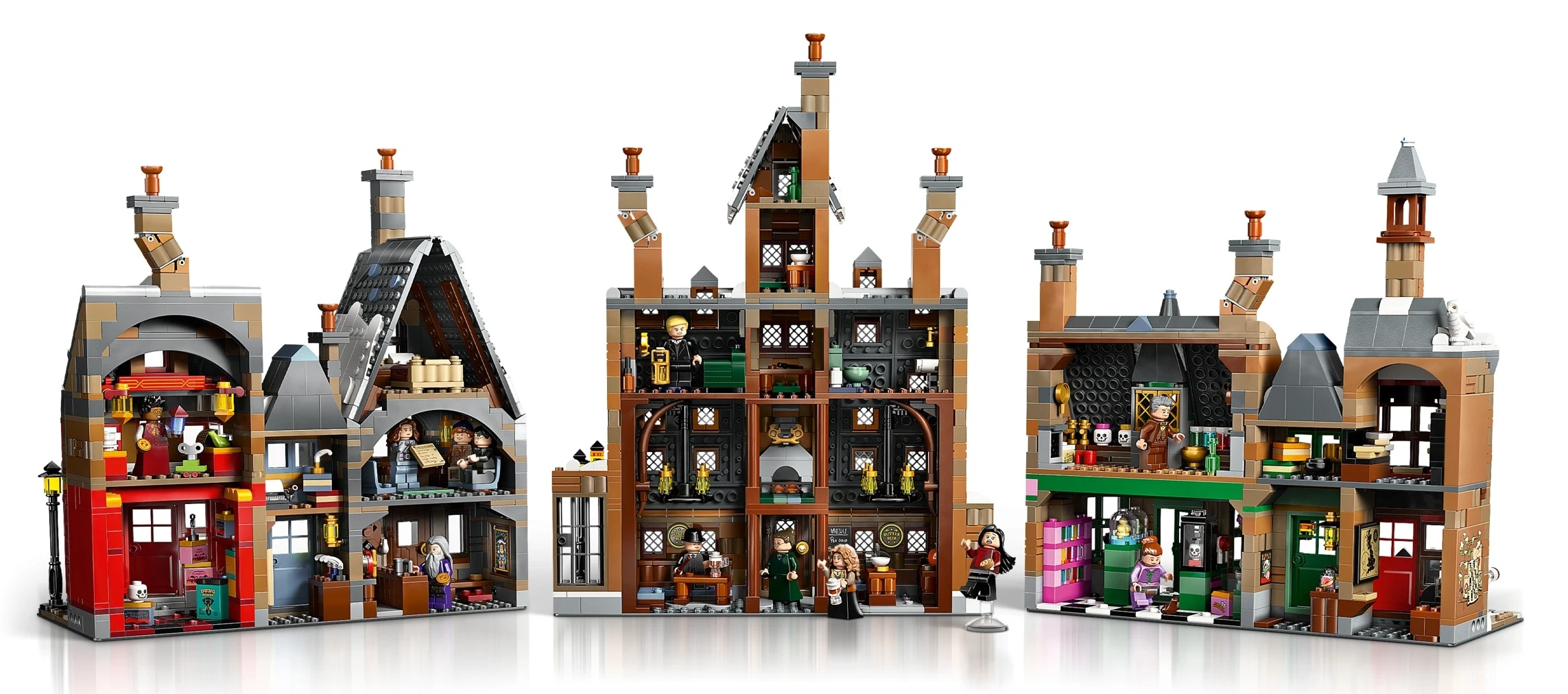 Model LEGO Ulicy Pokątnej z Harry'ego Pottera, ze sklepami i postaciami.