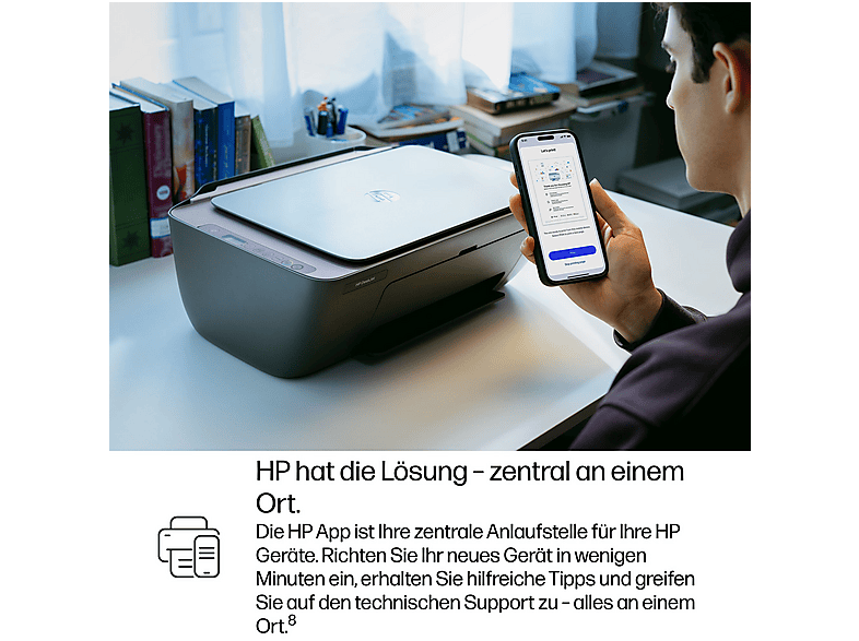 HP DeskJet 2921 mit 3 Monate HP Instant Ink, Multifunktionsdrucker, WLAN, Duplexeinheit (für beidseitigen Druck), A4, A6, Grau — Foto 5 von 5