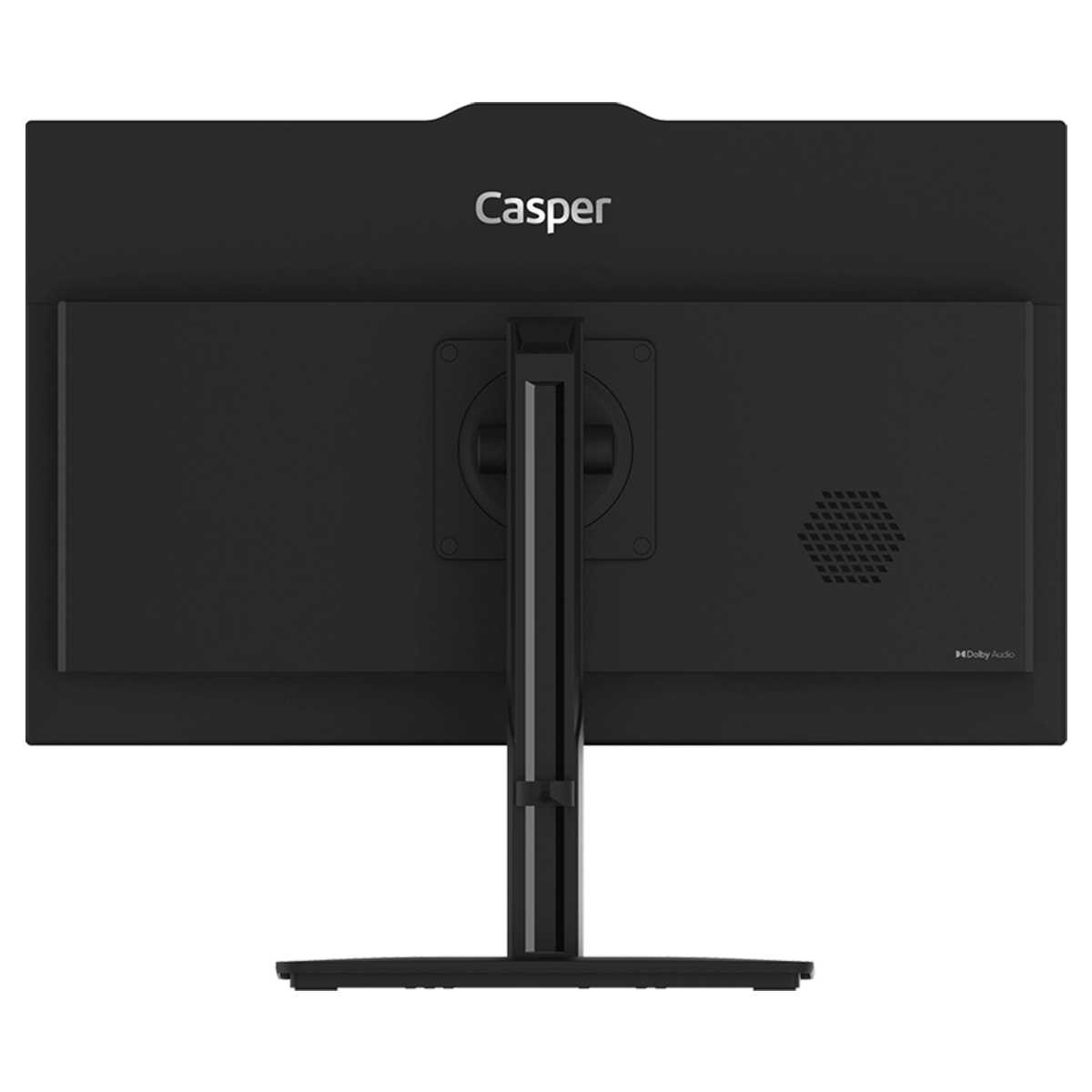 Siyah Casper monitörün arkası, standı ve Dolby Audio logosuyla.