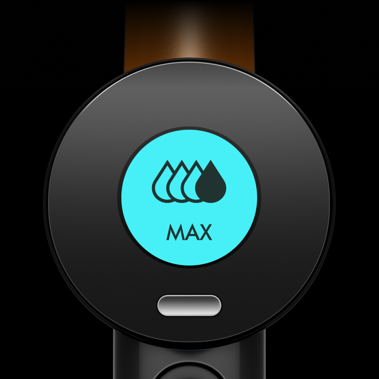 A circle with three water drop icons and the word MAX.