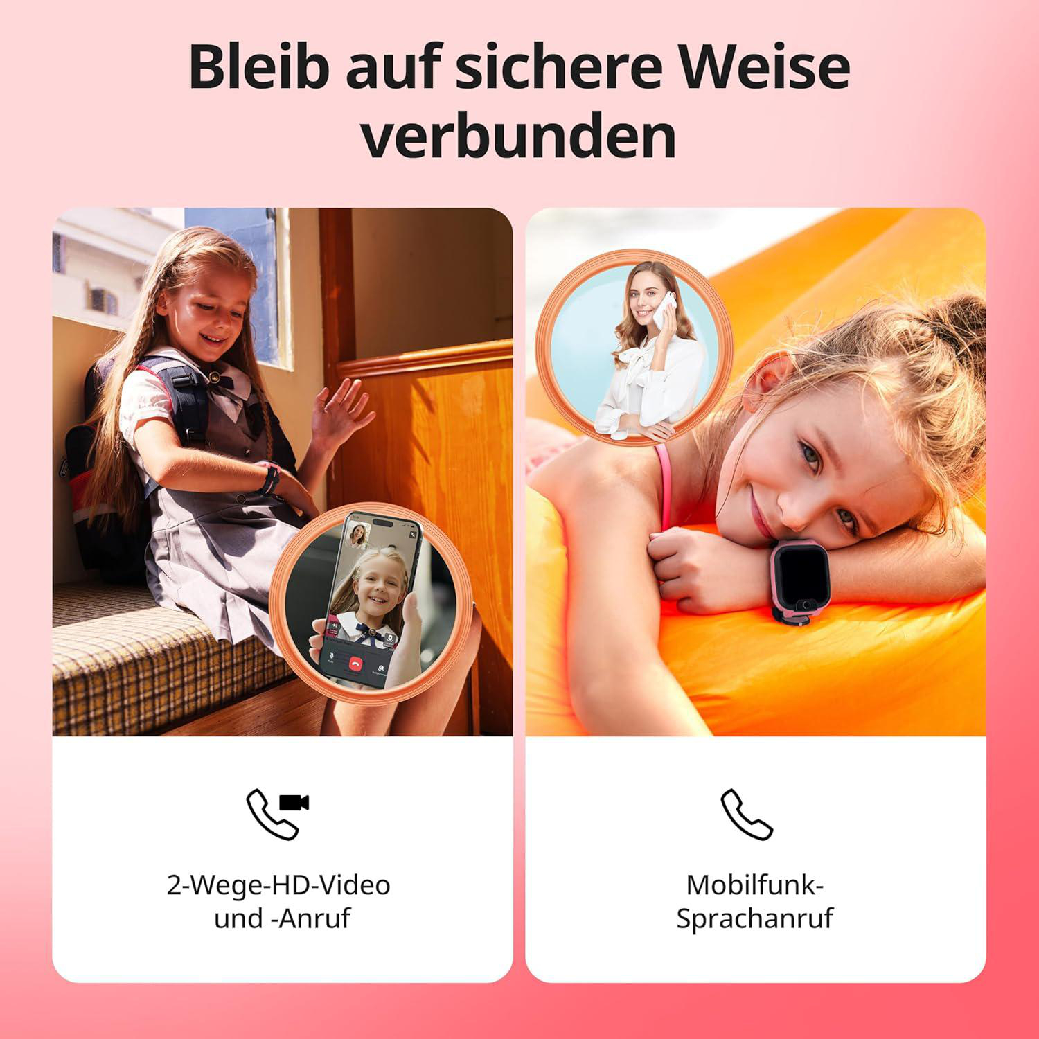 Mädchen machen Videoanrufe und sprechen über Mobilfunk.