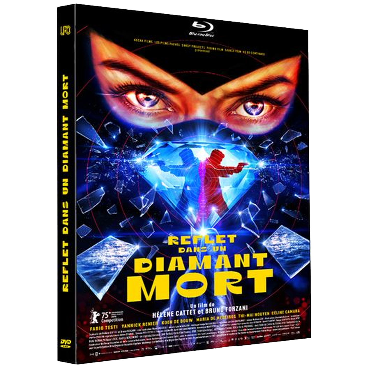 Couverture DVD : Œil, diamant brisé, silhouette de personne, titre du film.
