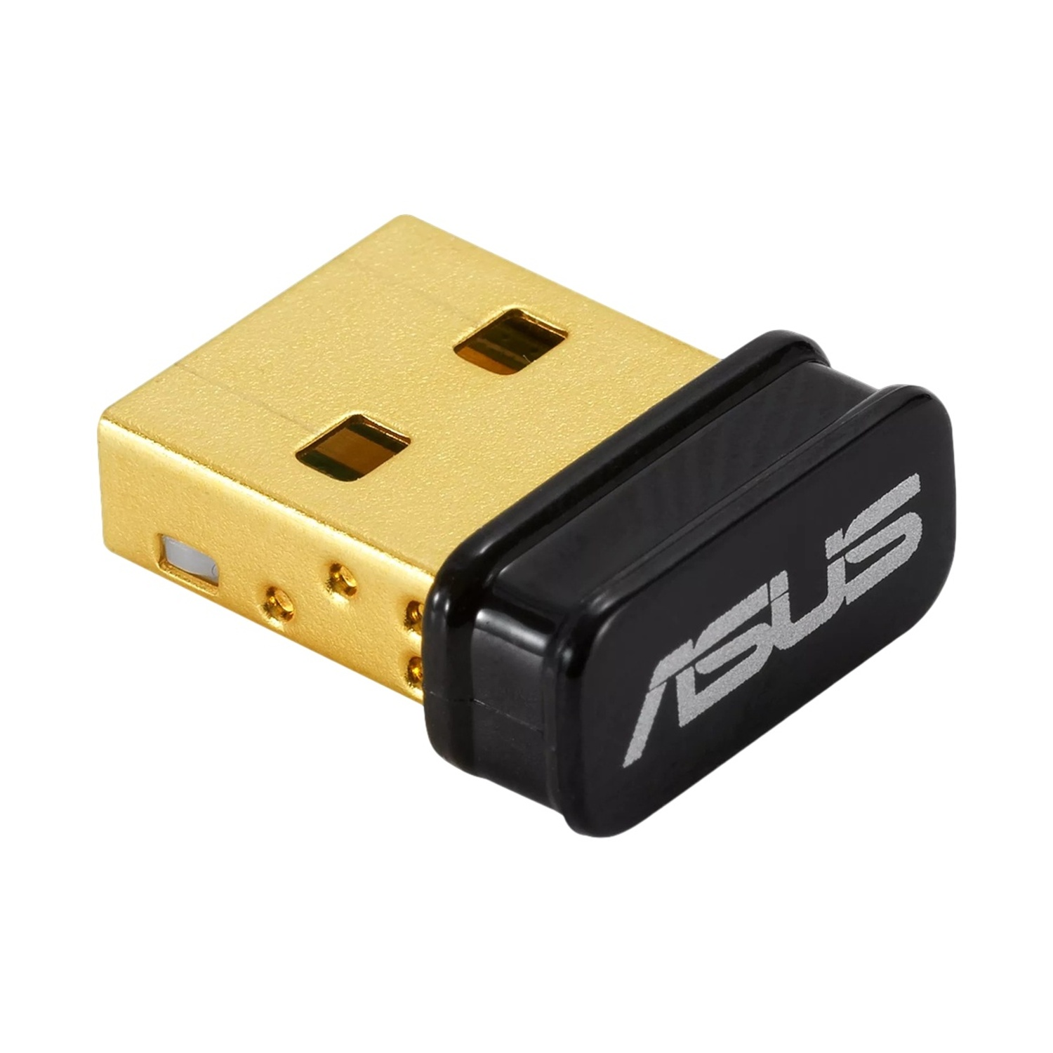 Adattatore USB dorato con cappuccio nero e logo ASUS.