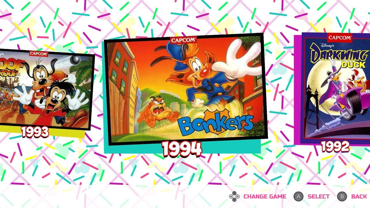Drei Videospielcover: Goof Troop (1993), Bonkers (1994), Darkwing Duck (1992).