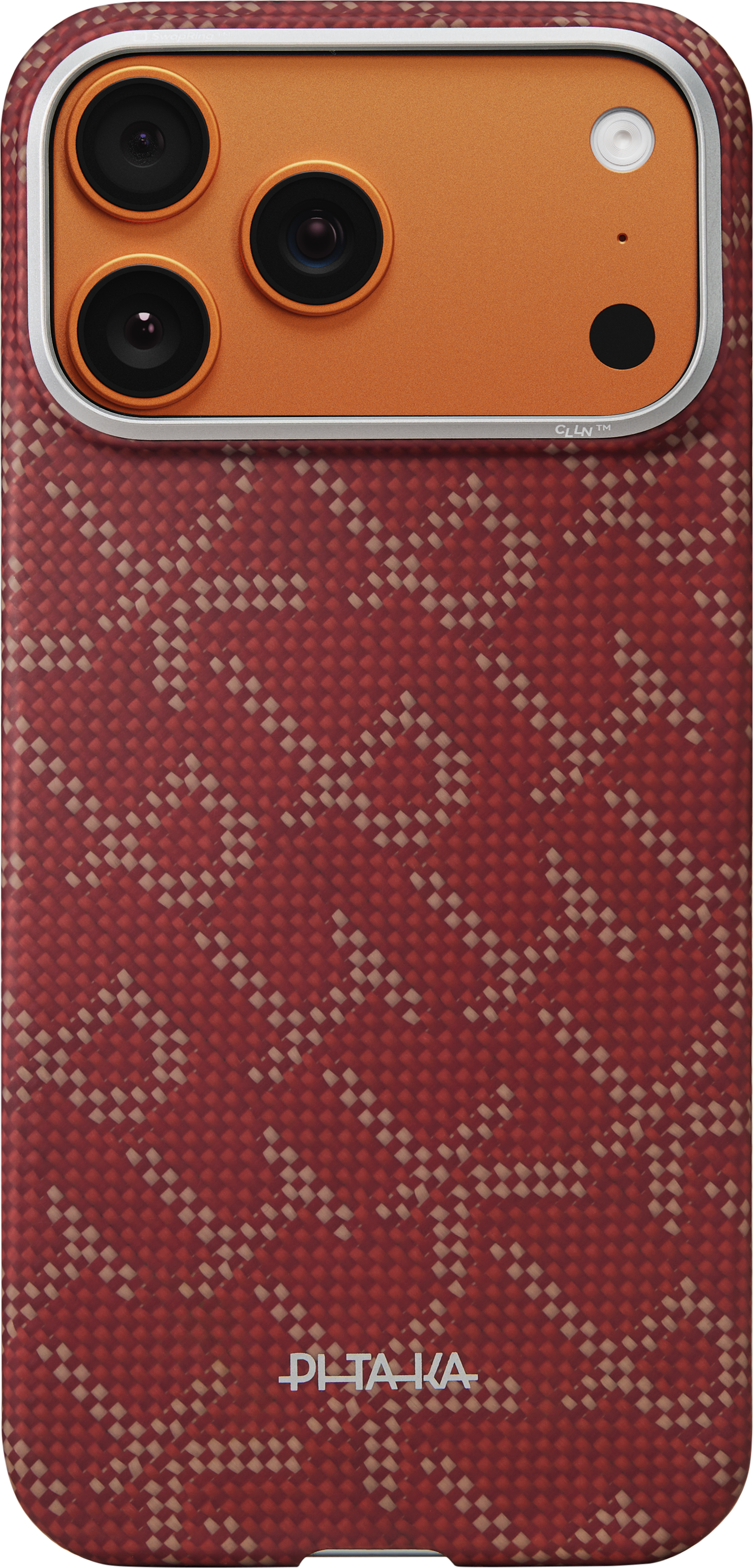 PITAKA Ultra-Slim Case iPhone 17 Pro MagSafe kompatibilis tel.tok, Monogram arany-piros (KI1702PTK)