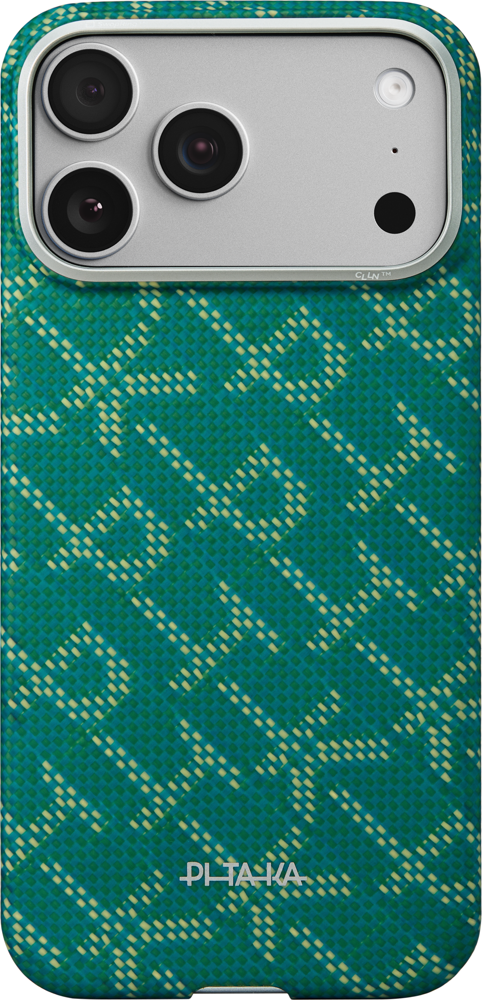 PITAKA Ultra-Slim Case iPhone 17 Pro MagSafe kompatibilis tel.tok, Monogram arany-zöld (KI1701PTK)