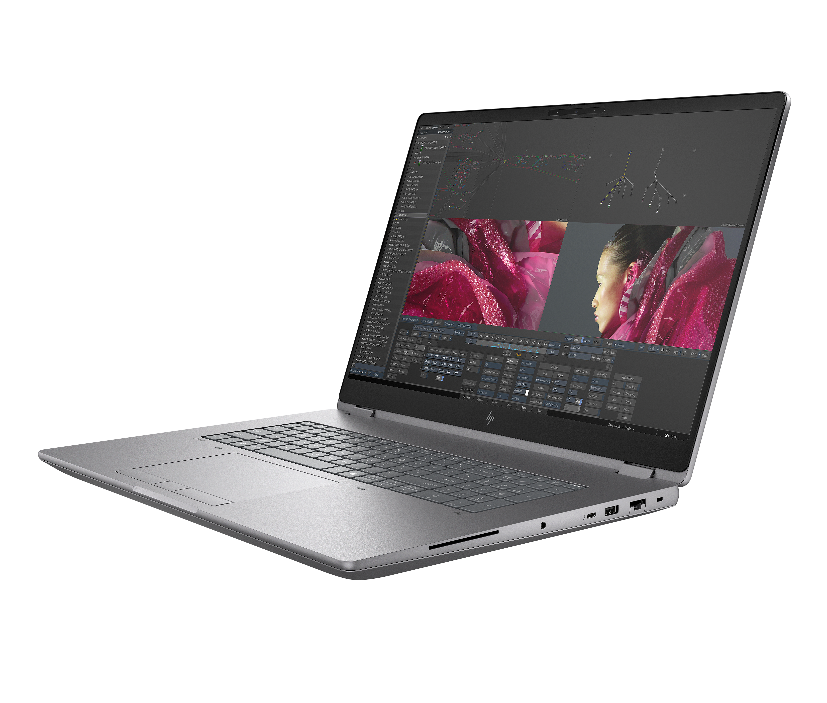 Ein silberner Laptop mit schwarzem Hintergrund. Der Bildschirm zeigt eine Benutzeroberfläche.