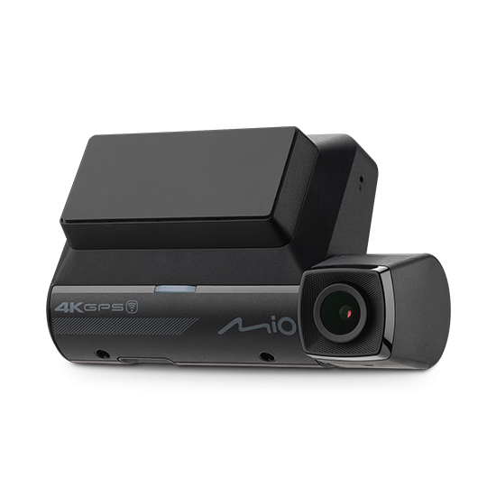 Fekete autós kamera 4K GPS felirattal és MIO logóval.