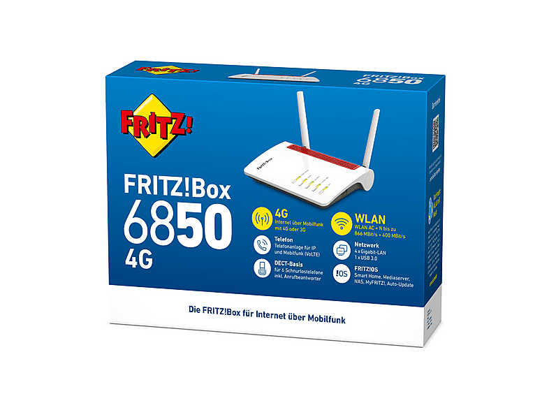 Thumbnail - AVM FRITZ!Box 6850 4G WLAN Mesh Router 1266 Mbit/s